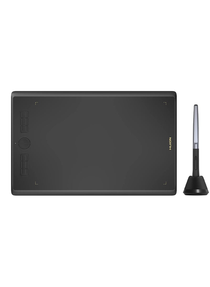 HUION H610X Drawing Graphics Tablet 10 x 6.25 inch 8 Multimedia Keys Battery-Free Stylus Black - Image 1