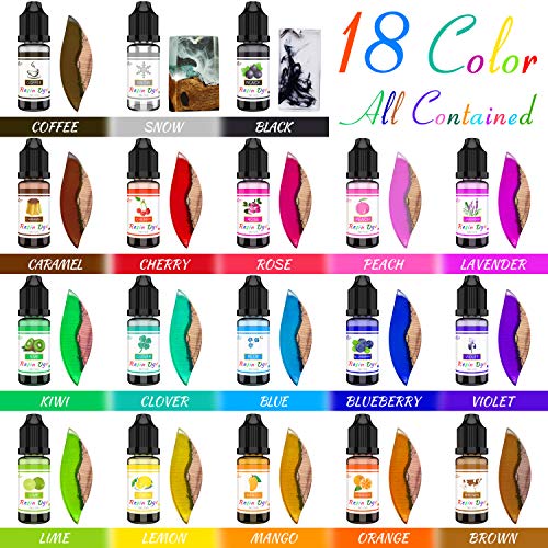 Limino Epoxy Resin Pigment - 18 Colors Epoxy UV Resin Dye Liquid Transparent for UV Glue Coloring, DIY Jewelry Making - Concentrated Epoxy Colorant for Art, Paint, Crafts - 0.35 oz/10ml Each - Image 2
