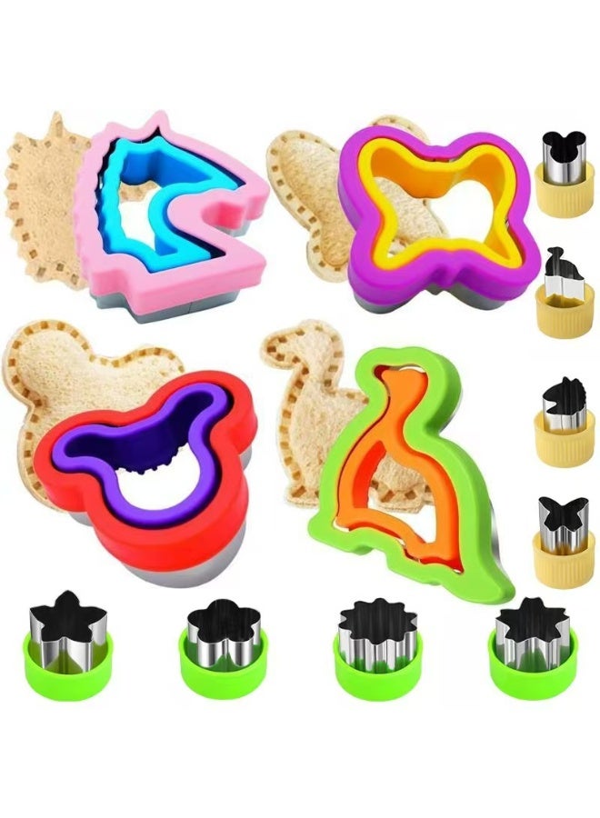 12-piece stainless steel sandwich and cookie cutter set, mini vegetable and fruit cookie cutters, food-grade cookie cutters, children's food decorating tools, kitchen supplies - Image 1