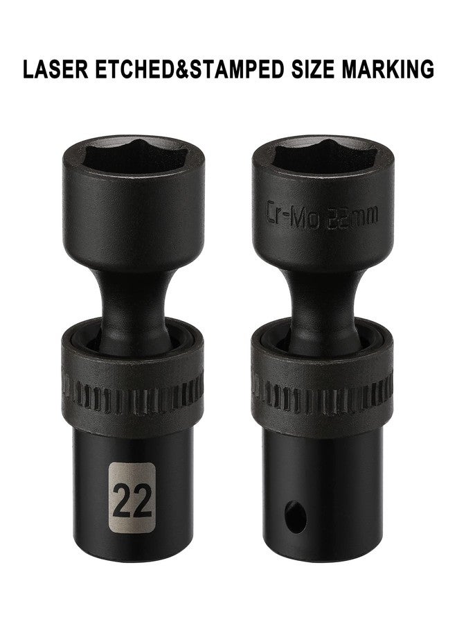 Mayouko 15 PCS 1/2" Drive Standard Universal Impact Socket Set, Metric, 10-24mm, Impact Swivel Socket - Image 5