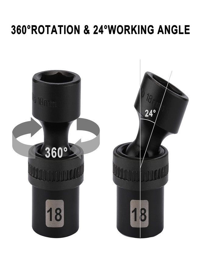 Mayouko 15 PCS 1/2" Drive Standard Universal Impact Socket Set, Metric, 10-24mm, Impact Swivel Socket - Image 3
