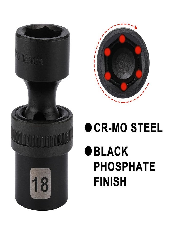 Mayouko 15 PCS 1/2" Drive Standard Universal Impact Socket Set, Metric, 10-24mm, Impact Swivel Socket - Image 4