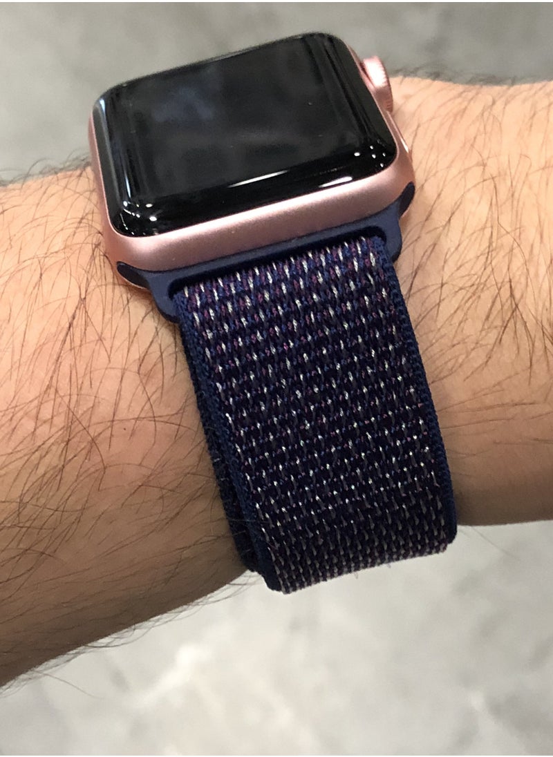 Generic - Apple Watch 42mm 44mm 45mm Nylon Sport Loop Band Compatible with iWatch Series 7/SE/6/5 Indigo - Image 1