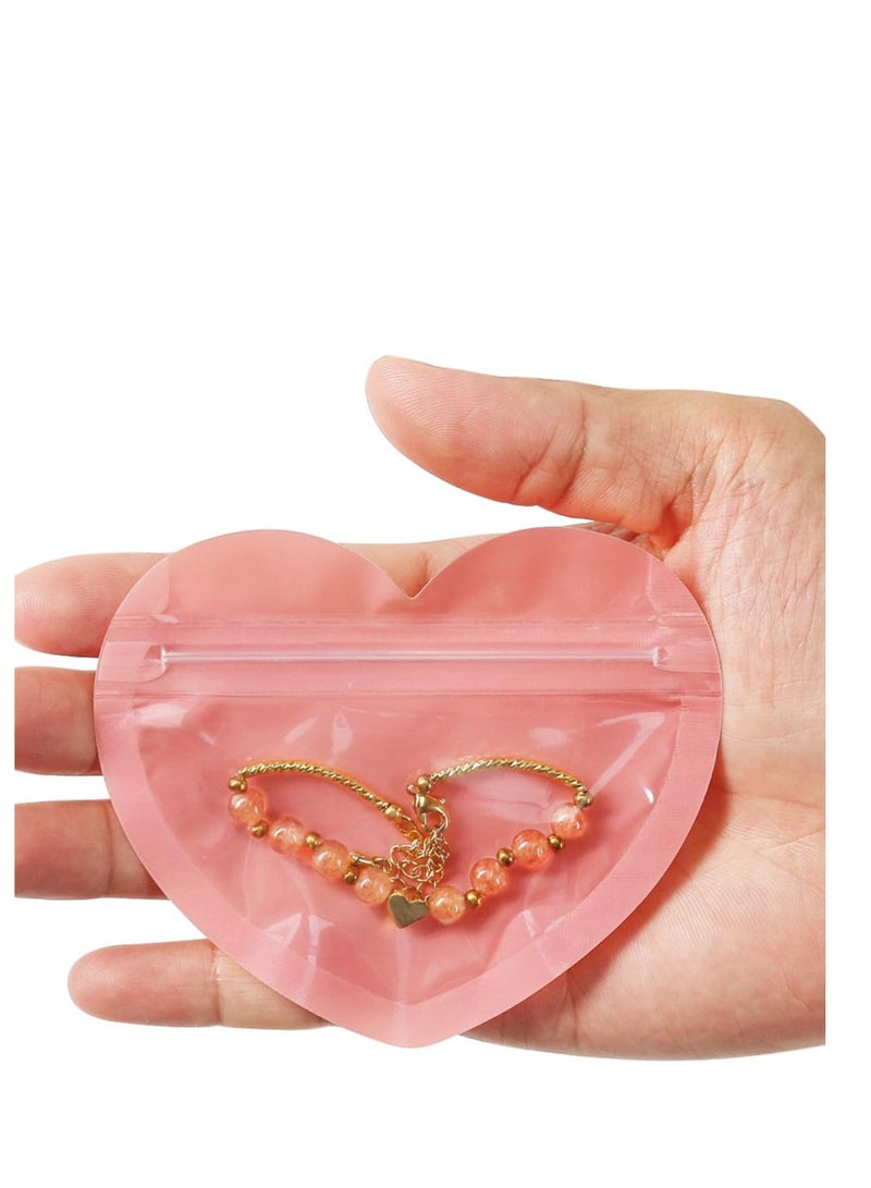 KASTWAVE 100 Pack Heart Shaped Small Bags, Jewelry Bags Clear Mylar Ziplock Baggies, Resealable Jewelry Bags, Suitable for Earring Jewelry - Image 3