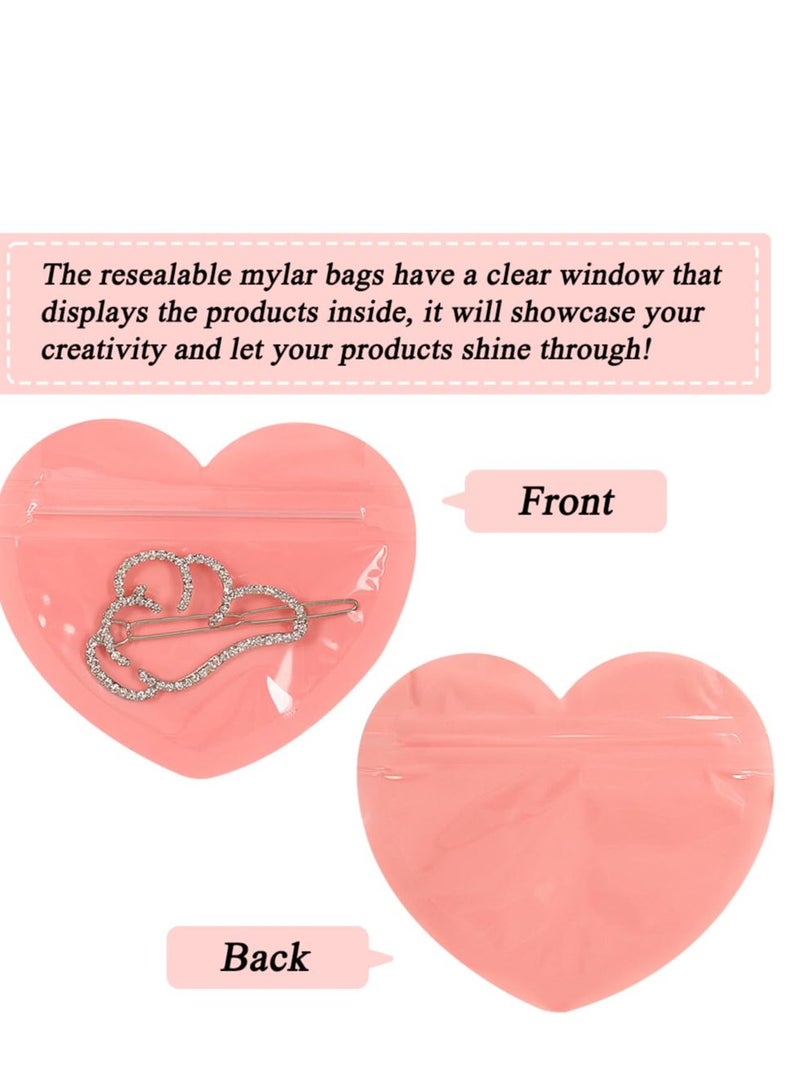 KASTWAVE 100 Pack Heart Shaped Small Bags, Jewelry Bags Clear Mylar Ziplock Baggies, Resealable Jewelry Bags, Suitable for Earring Jewelry - Image 5