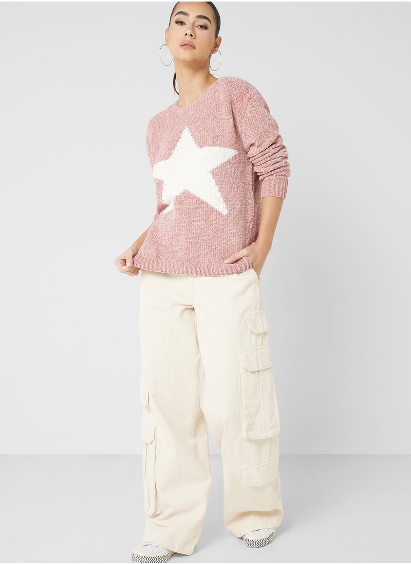 Ginger - Printed Intarsia Sweater - Image 1