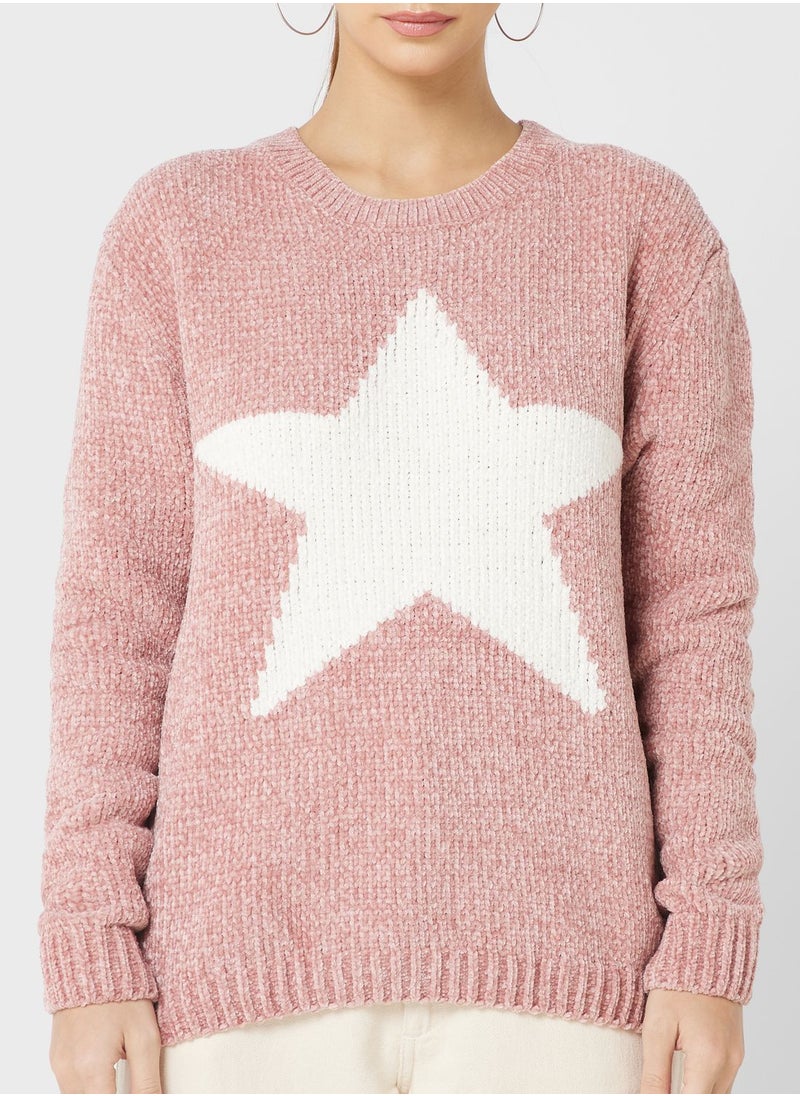 Ginger - Printed Intarsia Sweater - Image 1