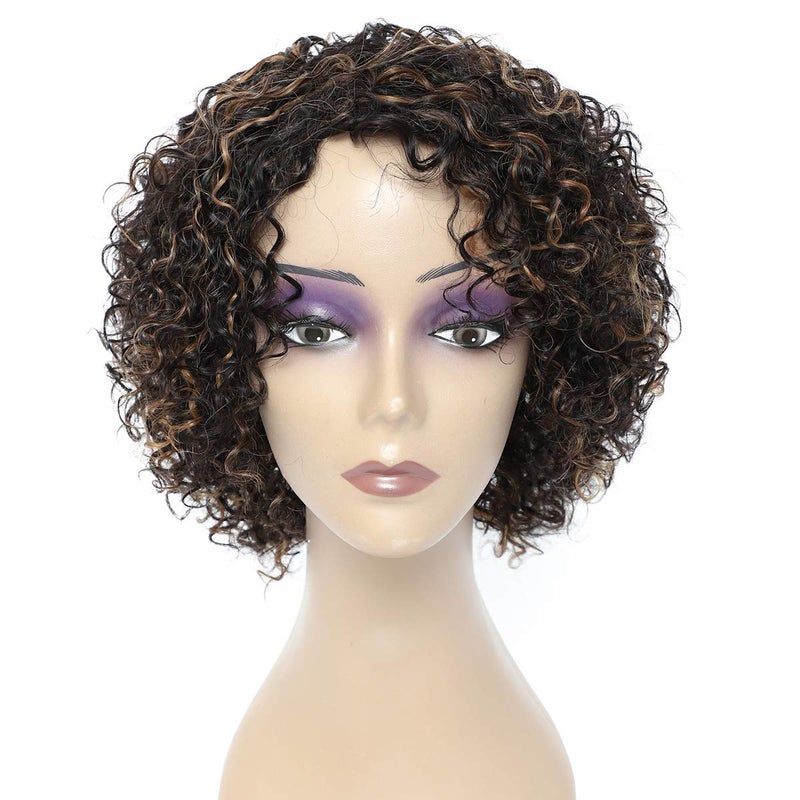 HUA Human Hair Wigs for Black Women 8 Inch Short Curly Brazilian Hair Kinky Curl 1B30