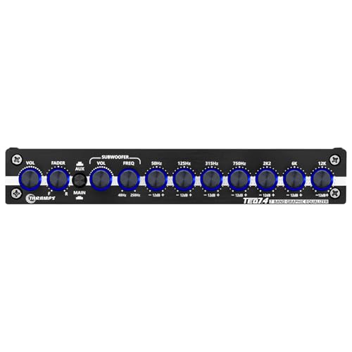 Taramp's Taramps TEQ 7.4 Stereo 7-band Graphic Equalizer Car Audio Rca Input/Output, Auxiliary Gain, Fader Control 2 Input Channel 3 Output Channel, Blue LED Sound Equalizer - Image 3
