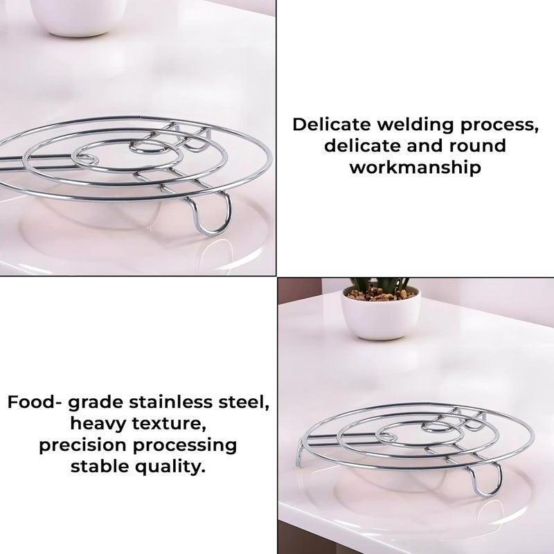 Kuber Industries Multipurpose Stainless Steel Cooker Stand | Heat Resistant Hot Plate Dishes Holder | Donga/Hot Pot Stand For Kitchen & Home | HW-2 | Silver - Image 2