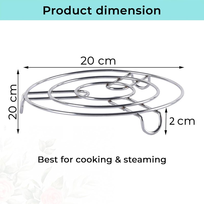 Kuber Industries Multipurpose Stainless Steel Cooker Stand | Heat Resistant Hot Plate Dishes Holder | Donga/Hot Pot Stand For Kitchen & Home | HW-2 | Silver - Image 3