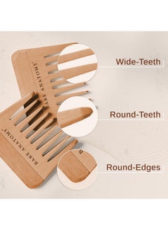 BARE ANATOMY Bare Anatomy Wooden Comb - Made with Beech Wood | Detangles & Adds Natural Volume | Suited For All Hair Types |  - Image 3