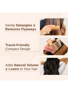 BARE ANATOMY Bare Anatomy Wooden Comb - Made with Beech Wood | Detangles & Adds Natural Volume | Suited For All Hair Types |  - Image 5