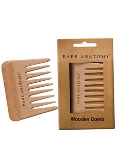 BARE ANATOMY Bare Anatomy Wooden Comb - Made with Beech Wood | Detangles & Adds Natural Volume | Suited For All Hair Types |  - Image 1