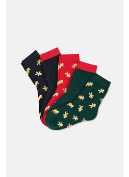 Tchibo Kid Girls 5 Pair Printed Socks, Navy and Green and Red  - Image 1