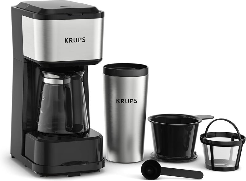 KRUPS Simply Brew 4-in-1 | Drip Coffee Maker | 3 Brewing Options | Heat-Resistant Glass Carafe | Travel Mug | KM207DM0 - Image 1