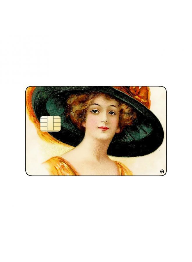 RKN PRINTED BANK CARD STICKER Beautiful Woman Vintage Art With Hat - Image 2