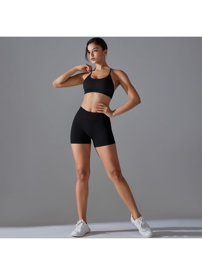 طقم يوغا للياقة البدنية بدون خياطة مكون من قطعتين للنساء ملابس رياضية حمالة صدر شورتات عالية الخصر مجموعات تمارين صيفية - Image 2