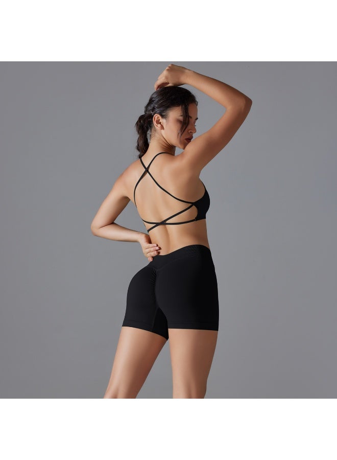 طقم يوغا للياقة البدنية بدون خياطة مكون من قطعتين للنساء ملابس رياضية حمالة صدر شورتات عالية الخصر مجموعات تمارين صيفية - Image 1