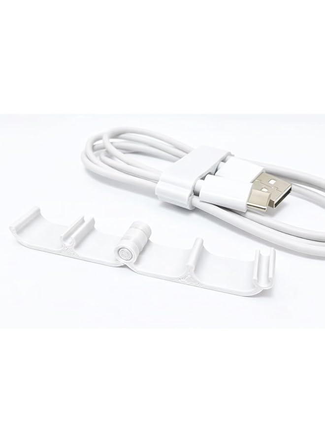 S-TOP Cable Management Clip, White Plastic Wire Organizer, 5cm x 1.5cm, Desktop Cord Holder for USB Cables and Power Cords (White) Pack of 2 - Image 1