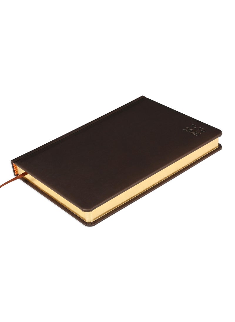 FIS FIS Golden A5 Diary 2025 (Arabic/English) Dark Brown - FSDI19AEG25DBR  - Image 1