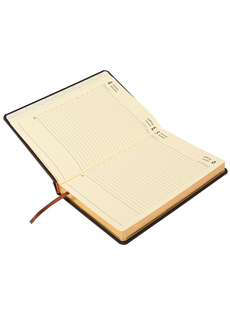 FIS FIS Golden A5 Diary 2025 (Arabic/English) Dark Brown - FSDI19AEG25DBR  - Image 2