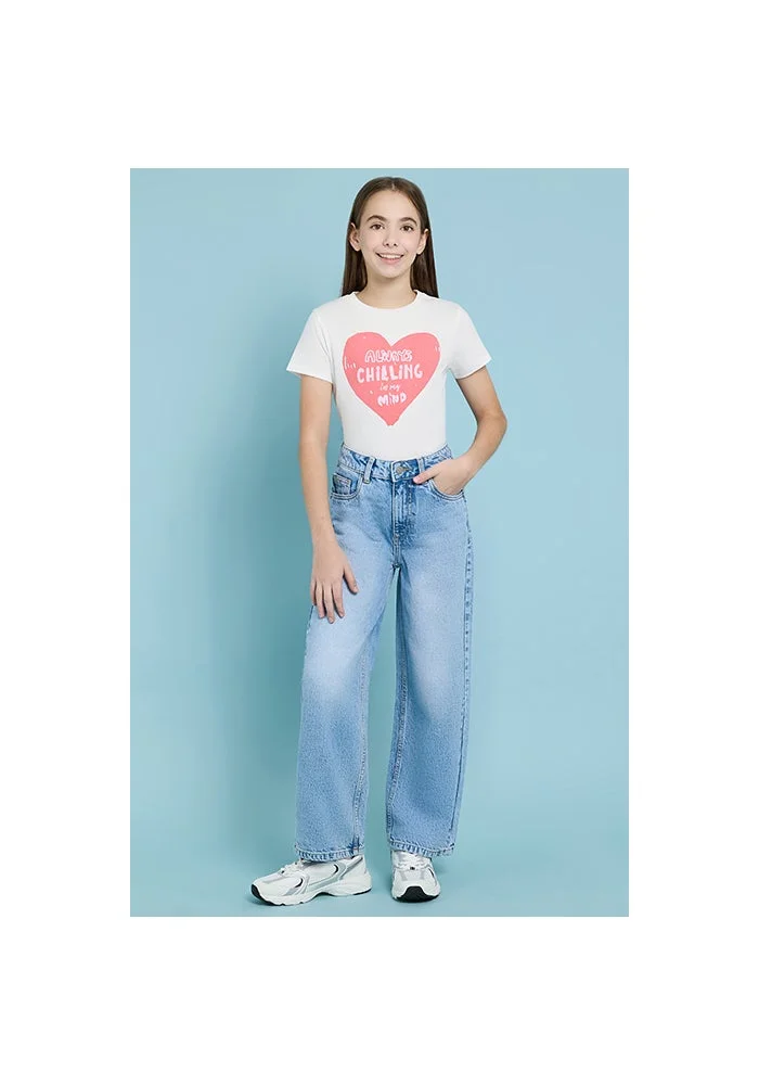 أر أند بي Printed T-Shirt with Crew Neck and Short Sleeves