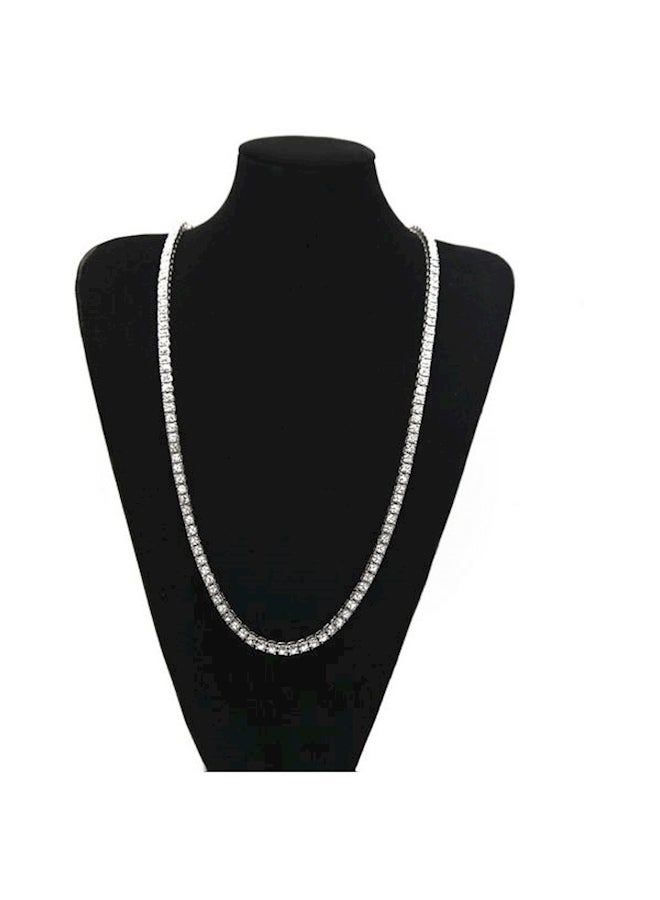 Halamodo Alloy Plated and Iced Out Diamond Tennis Chain Necklace,Rhinestone Tennis and Cuban Link Chains,20 Inches Hippop Tricket - Image 2