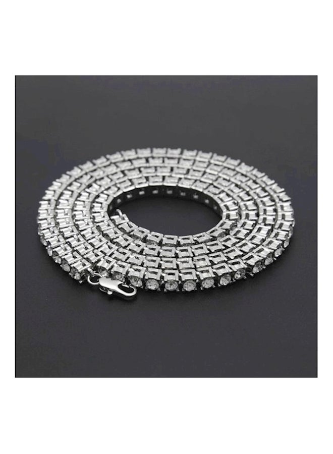 Halamodo Alloy Plated and Iced Out Diamond Tennis Chain Necklace,Rhinestone Tennis and Cuban Link Chains,20 Inches Hippop Tricket - Image 3