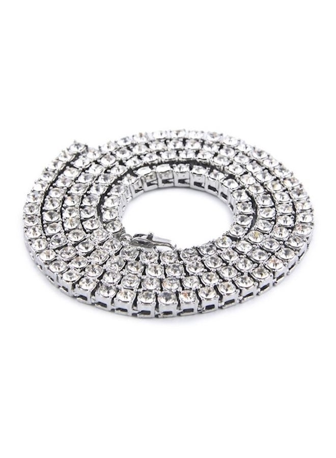 Halamodo Alloy Plated and Iced Out Diamond Tennis Chain Necklace,Rhinestone Tennis and Cuban Link Chains,20 Inches Hippop Tricket - Image 1