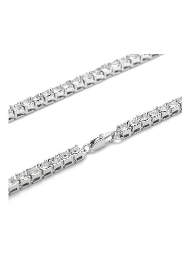Halamodo Alloy Plated and Iced Out Diamond Tennis Chain Necklace,Rhinestone Tennis and Cuban Link Chains,20 Inches Hippop Tricket - Image 5