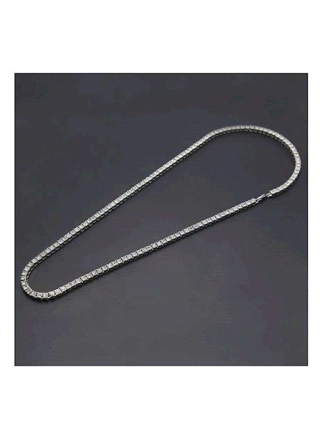 Halamodo Alloy Plated and Iced Out Diamond Tennis Chain Necklace,Rhinestone Tennis and Cuban Link Chains,20 Inches Hippop Tricket - Image 4