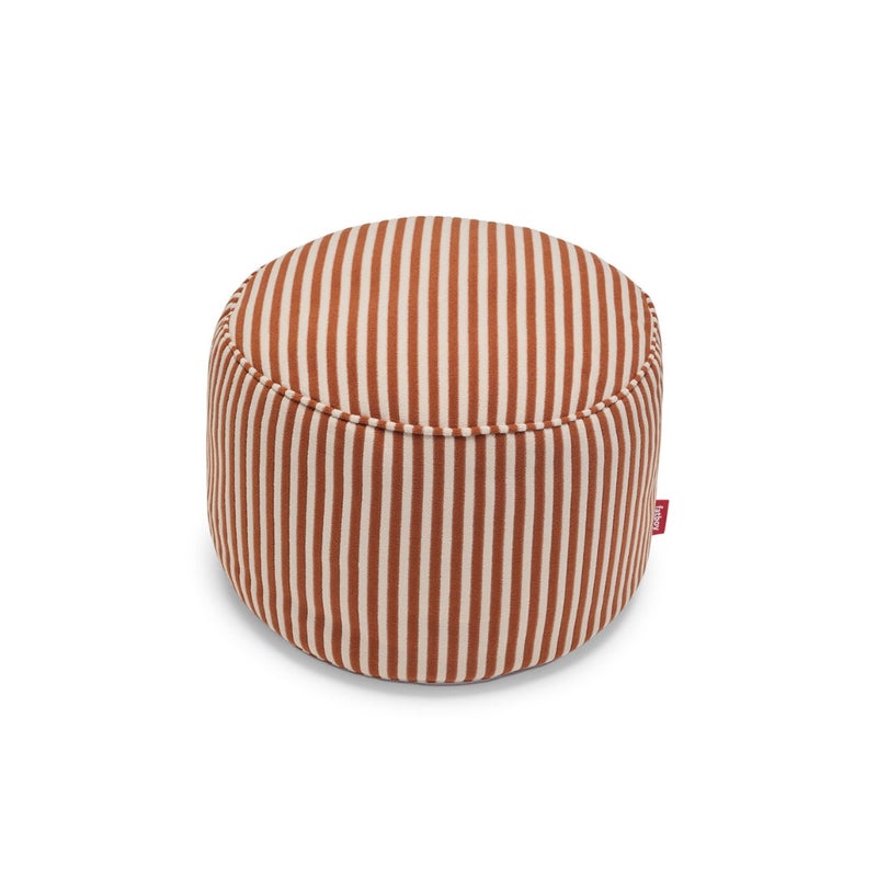 Fatboy Point Terry Small Pouf, Suitable for Indoor Use, Use as a Side Table or Luxury Ottoman (35 x 50 cm, Cognac Creme) - Image 1