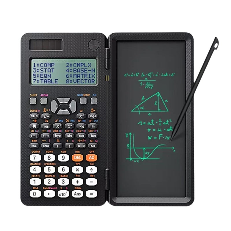 Scientific Calculator: 417 Functions, High-Definition 96*31 Display, Solar Powered With Battery Backup, Integrated 6.5-Inch Writing Tablet, Durable ABS Drop-Protection, Compact Portable Black - For St - Image 1