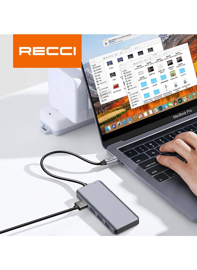 Recci USB-C HUB 5 in 1, Grey-RH06  - Image 1