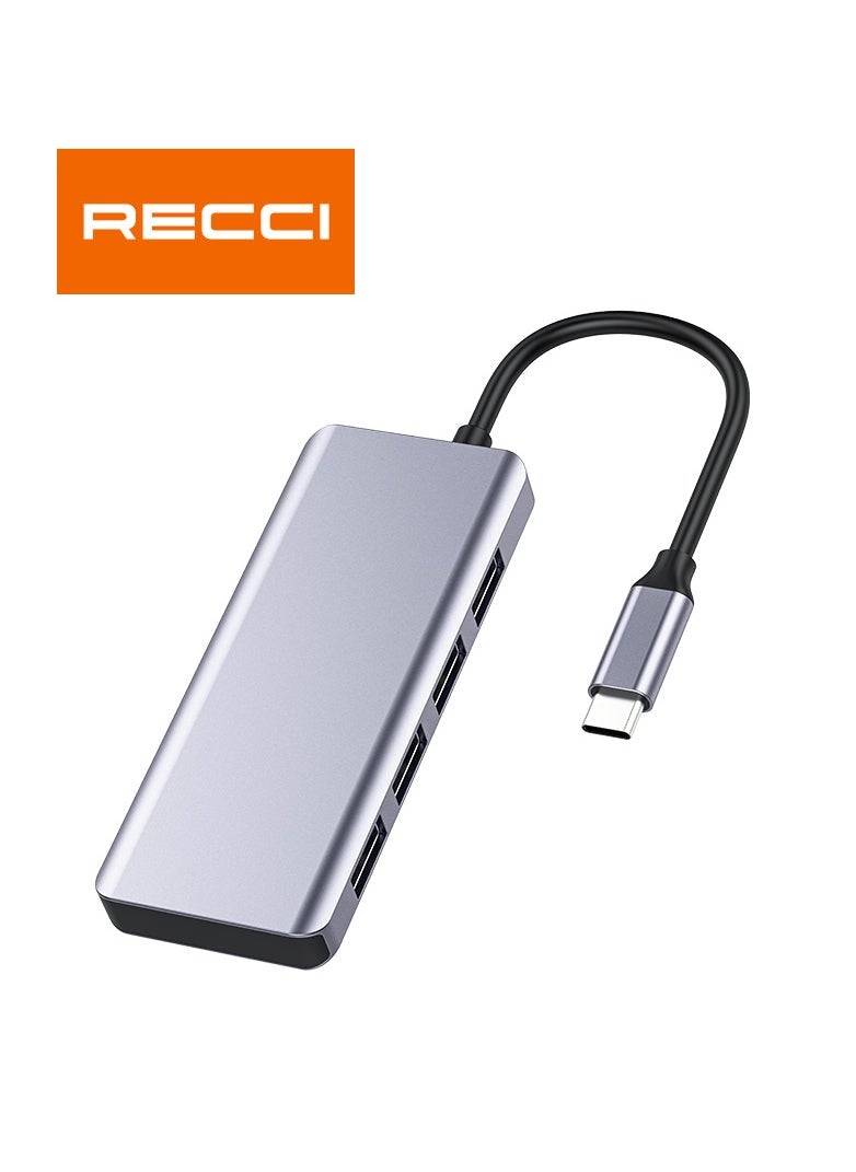 Recci USB-C HUB 5 in 1, Grey-RH06  - Image 2