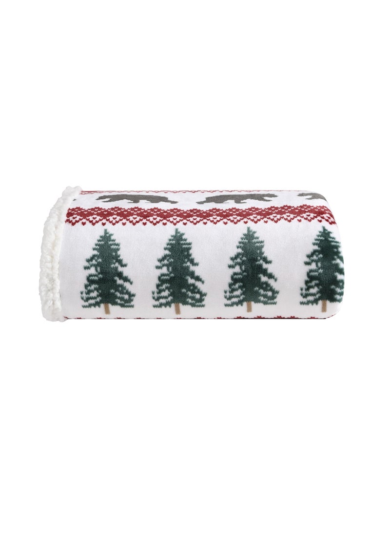 Eddie Bauer  Blanket Super Soft Reversible Sherpa  Brushed Fleece Bedding Throw Blankets for Couch Ideal for Lounging Grizzly Peak Red