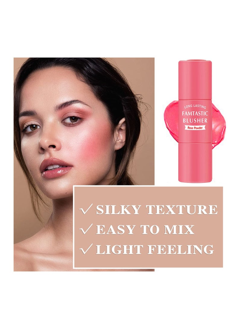 SYOSI 3 Pcs Blush Stick with Brush, Waterproof Multi Cream Blush Stick Makeup, Lightweight, Long-lasting, Easy To Use, 2 in 1 Multi Stick Blush for Cheeks & Lip Tint & Eyeshadow Makeup, for All Skin - Image 3