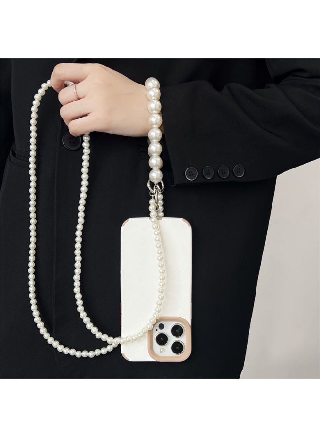 NIBEMINENT Phone Charm/ Chain Strap for Women Girls, Pearl Chain Cell Phone Case Lanyard Wrist Strap - Image 2