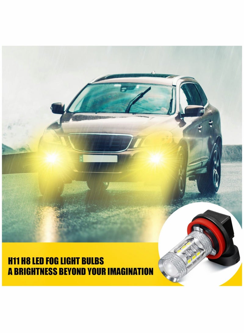 Loquat H11 H8 LED Fog Light Bulbs, Golden Yellow H16 Bright DRL Lamps, Fog Light High Power 3030 SMD - Image 2