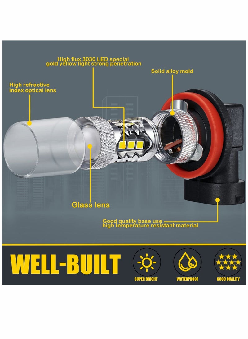 Loquat H11 H8 LED Fog Light Bulbs, Golden Yellow H16 Bright DRL Lamps, Fog Light High Power 3030 SMD - Image 4