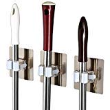 Crownish 3Pcs Wall Mounted Single Dual Mop Hook Brush Hanger Kitchen Bathroom Storage Rack - Image 1