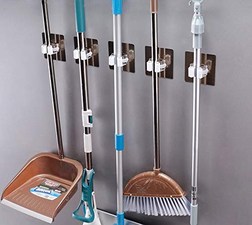 Crownish 3Pcs Wall Mounted Single Dual Mop Hook Brush Hanger Kitchen Bathroom Storage Rack - Image 3
