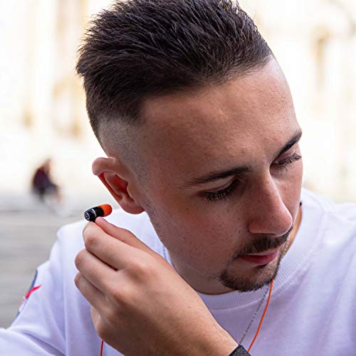 LUDOS Clamor Wired Earbuds in-Ear Headphones, 5 Years Warranty, Earphones with Microphone, Noise Isolating Ear Buds, Memory Foam for iPhone, Samsung, School Students, Kids, Women, Small Ears - Orange - Image 5