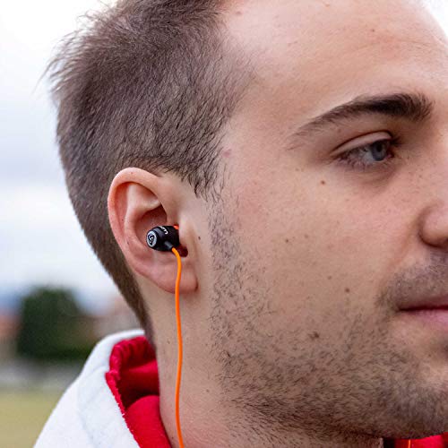 LUDOS Clamor Wired Earbuds in-Ear Headphones, 5 Years Warranty, Earphones with Microphone, Noise Isolating Ear Buds, Memory Foam for iPhone, Samsung, School Students, Kids, Women, Small Ears - Orange - Image 3