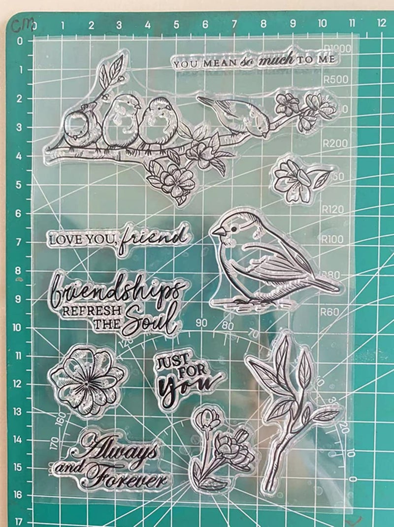Arbuya Spring Birds Flowers Friendship Love You Clear Stamps for Card Making Decoration and DIY Scrapbooking - Image 3
