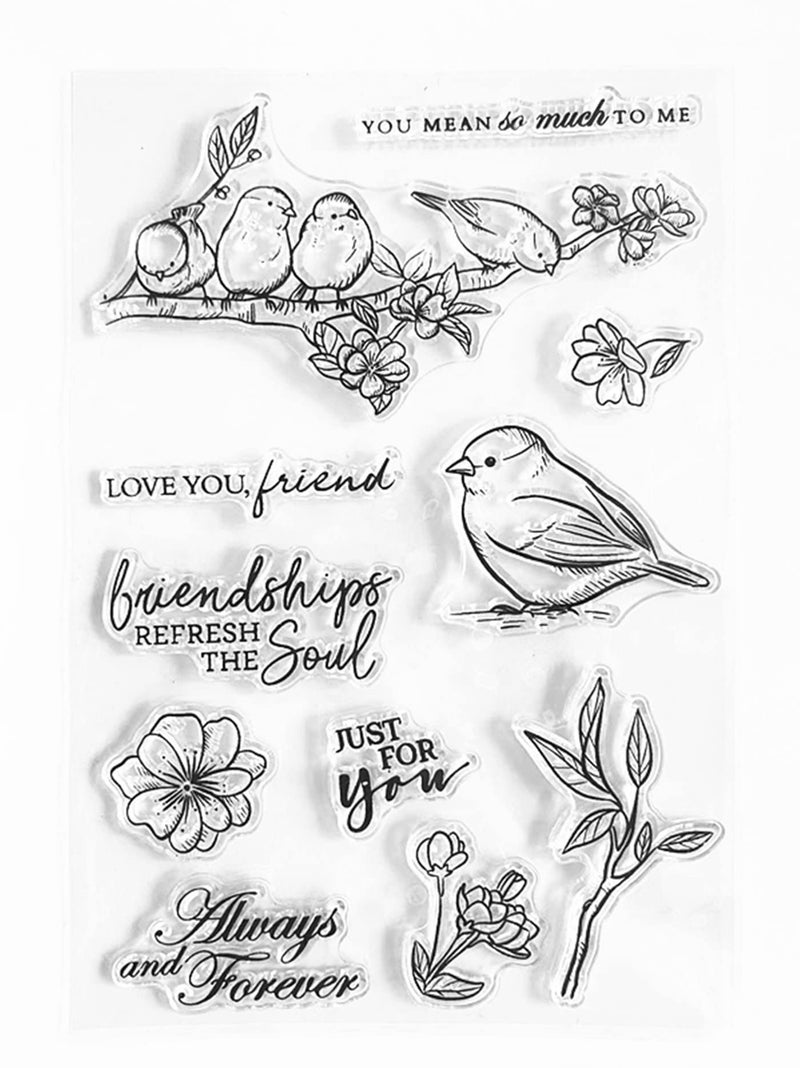 Arbuya Spring Birds Flowers Friendship Love You Clear Stamps for Card Making Decoration and DIY Scrapbooking - Image 2