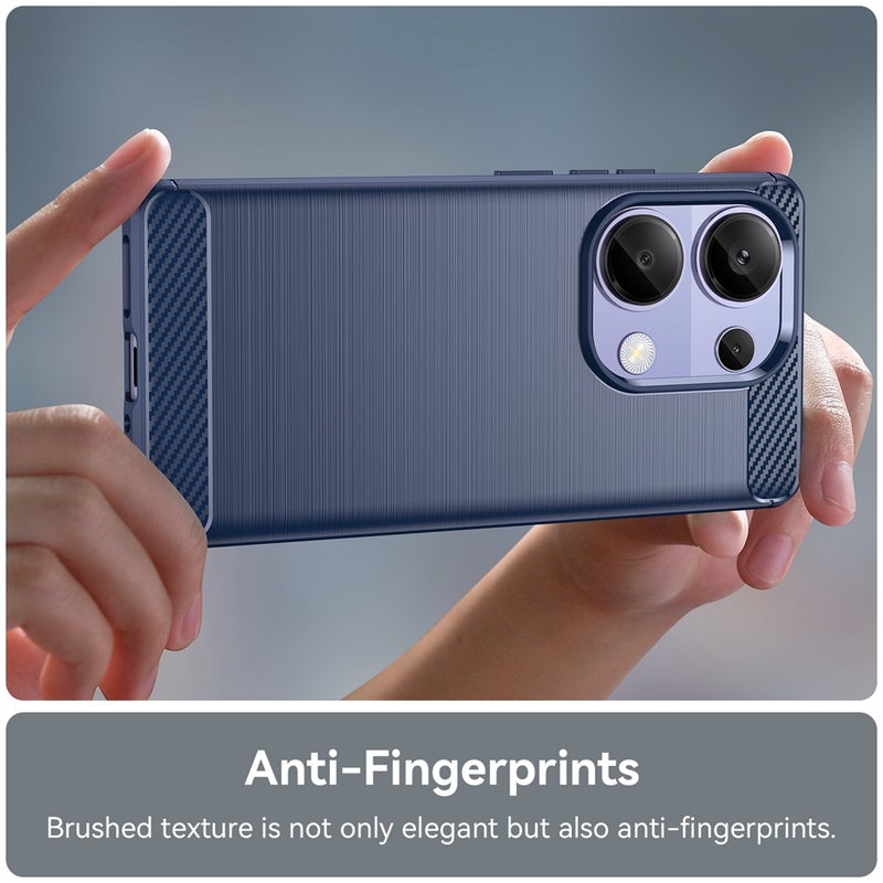 BURAQ Case Cover For Xiaomi Redmi Note 13 Pro 4G Global Brushed Texture Carbon Fiber TPU Phone Case(Blue) - Image 5