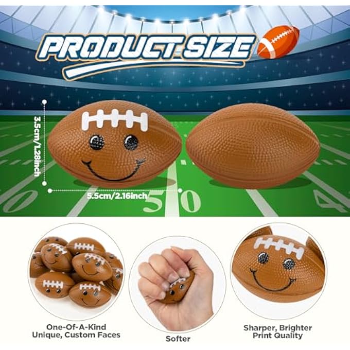 Arrowbash 12 كرة ضغط وجه رياضية كرات ضغط صغيرة كرات تخفيف الضغط كرات فوم مبتسمة للمدرسة المكتب مكافآت الكرنفال هدايا حفلات عيد الميلاد (كرة القدم) - Image 2