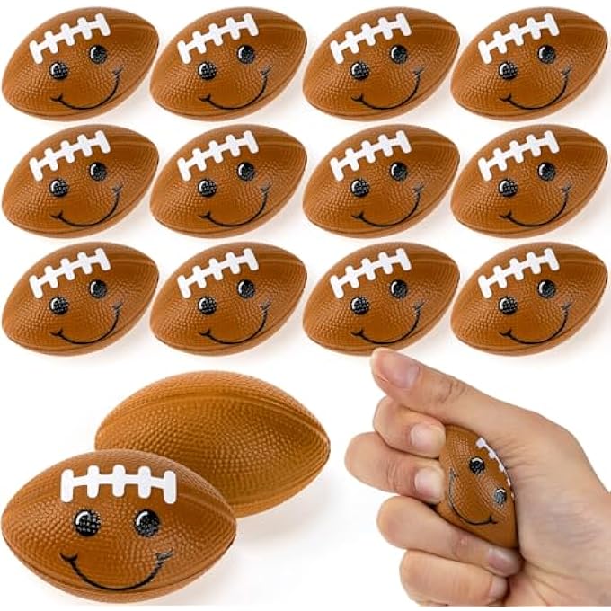 Arrowbash 12 كرة ضغط وجه رياضية كرات ضغط صغيرة كرات تخفيف الضغط كرات فوم مبتسمة للمدرسة المكتب مكافآت الكرنفال هدايا حفلات عيد الميلاد (كرة القدم) - Image 1